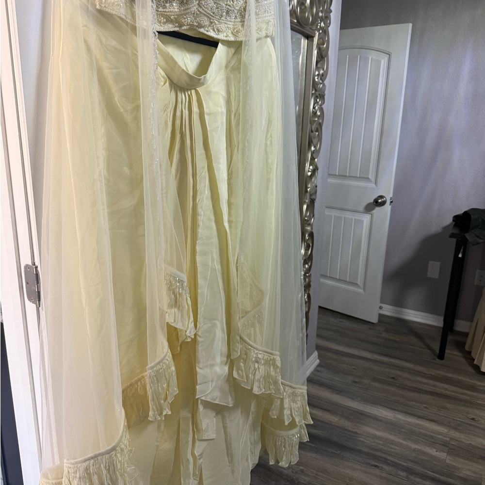 Indo western cape style skirt with crop top